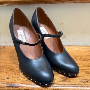 Valentino Black Studded Mary Jane Shoes